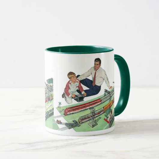 Vaderdag, vader en zoon met treinen Mok (Voorkant rechts)