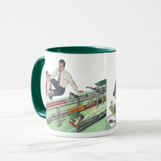  Vaderdag, vader en zoon met treinen Mok (Voorkant links)