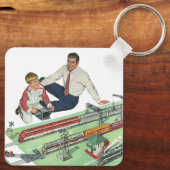 Vaderdag, vader en zoon met treinen Sleutelhanger (Achterkant)