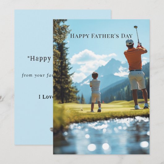 Vaderdag vader en zoon spelen golf (Voorkant / Achterkant)