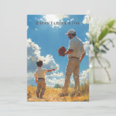 Vaderdag vader en zoon spelen honkbal (Staand voorkant)