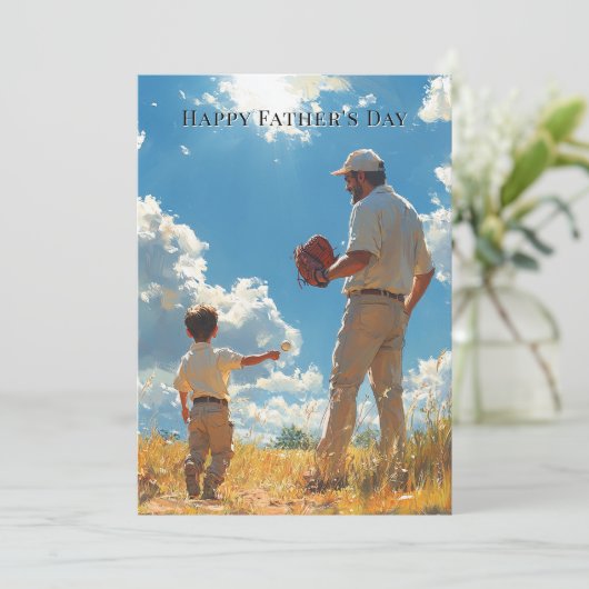 Vaderdag vader en zoon spelen honkbal (Staand voorkant)