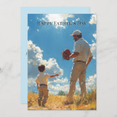 Vaderdag vader en zoon spelen honkbal (Voorkant / Achterkant)