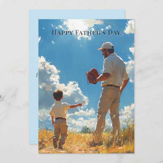 Vaderdag vader en zoon spelen honkbal (Voorkant / Achterkant)