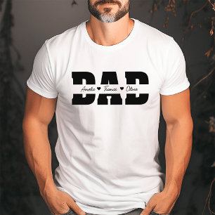 Vaderdag vader met de namen van kinderen t-shirt