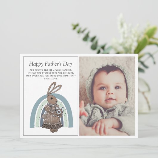 Vaderdag van Baby Foto Flat Holiday Card Feestdagenkaart (Staand voorkant)