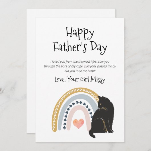 Vaderdag van Cat Feestdagenkaart (Voorkant / Achterkant)