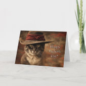 Vaderdag van Cat Funny en Schattige Country Wester Kaart (Voorkant)