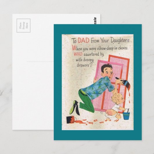  vaderdag van Daughters Briefkaart (Voorkant / Achterkant)