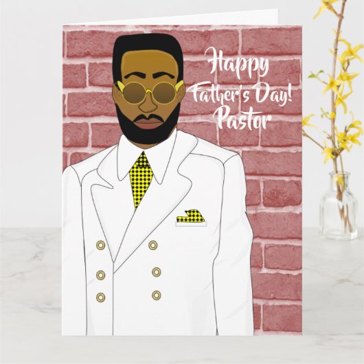 Vaderdag van de Afrikaanse American Male Suit Past Kaart (Gele Bloem)