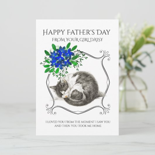 Vaderdag van de kat feestdagenkaart (Staand voorkant)