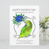 Vaderdag Van De Papegaai Op Witte Feestdag Feestdagenkaart (Staand voorkant)