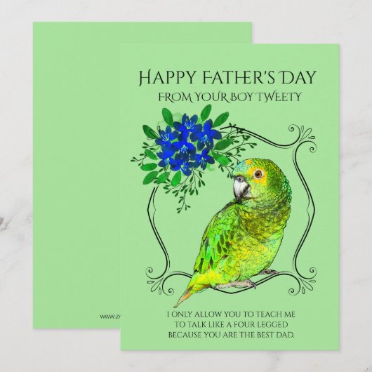 Vaderdag van de papegaaivogel feestdagenkaart (Voorkant / Achterkant)