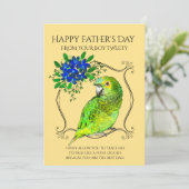 Vaderdag van de papegaaivogel op geel feestdagenkaart (Staand voorkant)