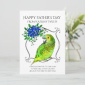 Vaderdag van de papegaaivogel op wit feestdagenkaart (Staand voorkant)