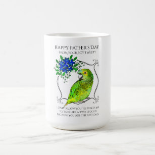 Vaderdag van de papegaaivogel op wit koffiemok
