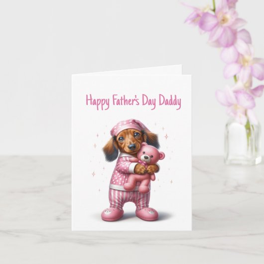 Vaderdag van dochter voor Dachshund vader Kaart (Orchidee)