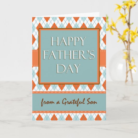 Vaderdag van een dankbare zoon, Argyle Design Kaart (Gele Bloem)