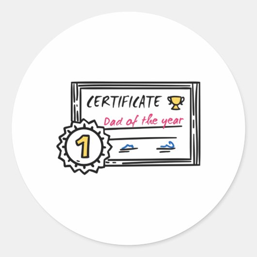 Vaderdag van het jaarcertificaat ronde sticker (Voorkant)