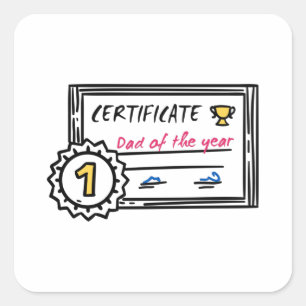 Vaderdag van het jaarcertificaat vierkante sticker