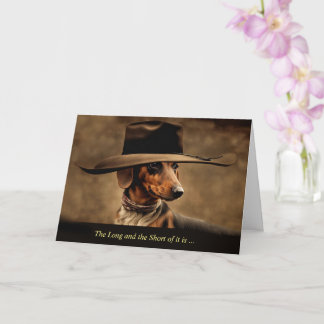 Vaderdag Van Hond Schattige Dachshund Met Cowboy Kaart