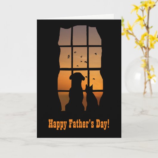 Vaderdag van Kat en Dog Cute Pet Fathers Day Kaart (Gele Bloem)