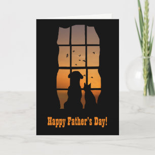 Vaderdag van Kat en Dog Cute Pet Fathers Day Kaart