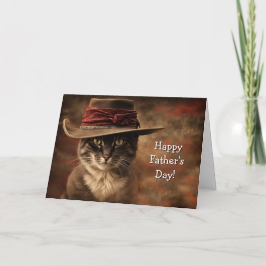 Vaderdag van kat grappig en schattig landelijk kaart (Voorkant)