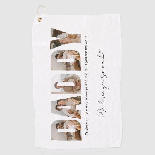 Vaderdag van papa Foto Collage Golfhanddoek (Voorkant)