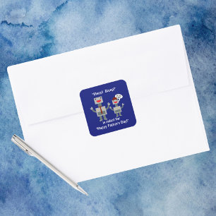 Vaderdag van Son Robot Funny Vierkante Sticker