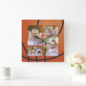 Vaderdag van Sportfan Basketball Photo Collage Vierkante Klok (Huis)