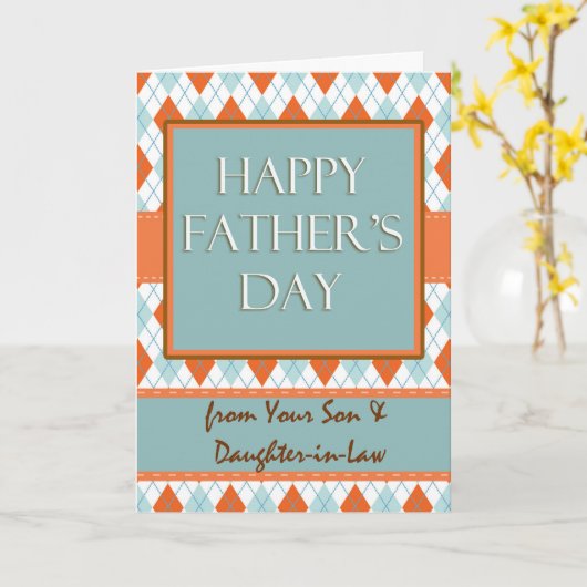 Vaderdag van zoon en schoondochter, Argyle Kaart (Gele Bloem)