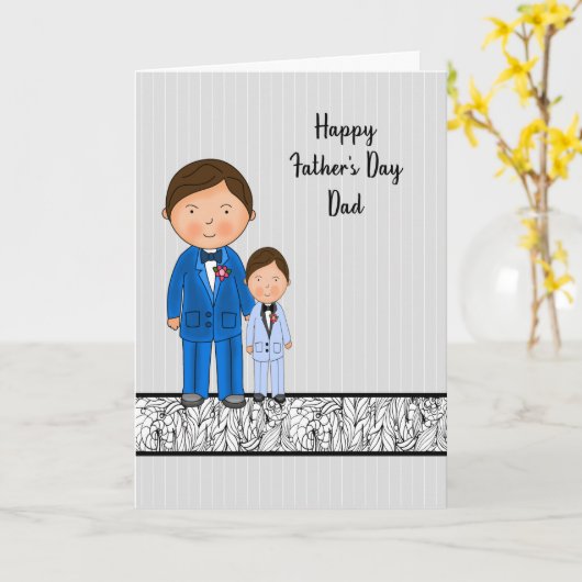 Vaderdag van Zoon met vader en zoon Kaart (Gele Bloem)