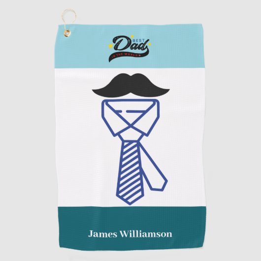 Vaderdag Verjaardag Grappig Naam aanpassen Golfhanddoek (Voorkant)