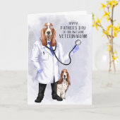 Vaderdag Veterinarian Funny Hound Dog Doctor Kaart (Gele Bloem)