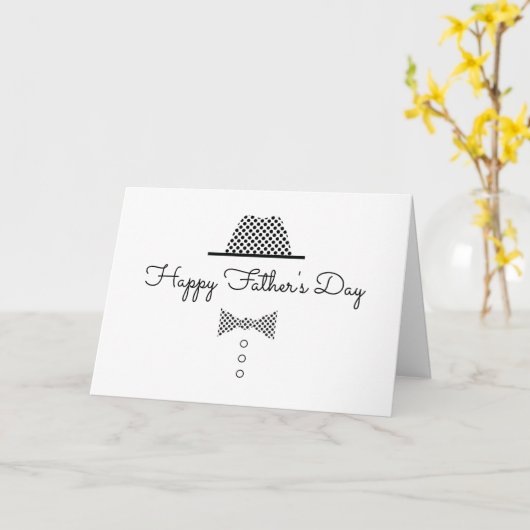 Vaderdag Vintage Zwart en Wit Kaart (Gele Bloem)