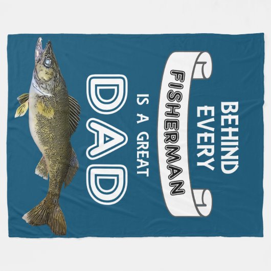 Vaderdag Vist geweldige pa Walleye Fleece Deken (Voorkant (Horizontaal))
