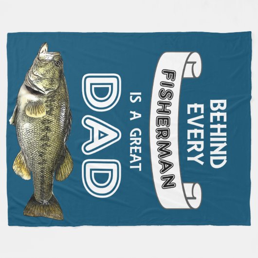 Vaderdag Vist grote pa Largemouth Bass Fleece Deken (Voorkant (Horizontaal))