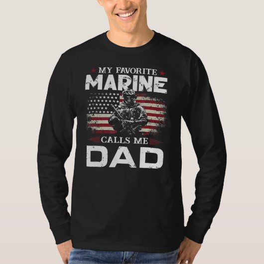 Vaderdag vlag Mijn favoriete marinier noemt me pap T-shirt (Voorkant)
