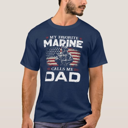 Vaderdag vlag Mijn favoriete marinier noemt me pap T-shirt (Voorkant)