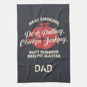 Vaderdag Vleesroken BBQ Pit Master Papa Maatwerk Theedoek