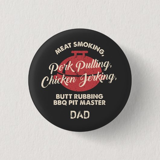 Vaderdag Vleesroken BBQ Pit Master Papa Ronde Button 3,2 Cm (Voorkant)