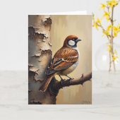 Vaderdag Vogel Kunstkaart Kaart (Gele Bloem)