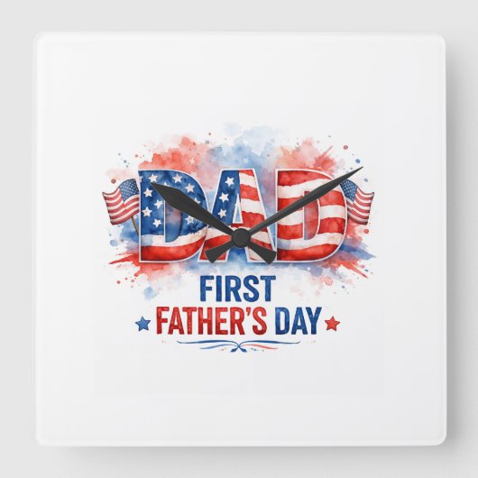 Vaderdag vol patriottisme vierkante klok (Voorkant)