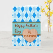 Vaderdag voor #1 Papaw, Argyle Design Kaart (Gele Bloem)