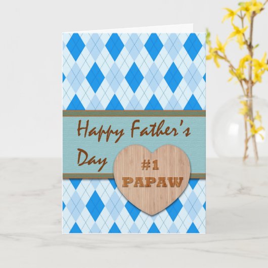 Vaderdag voor #1 Papaw, Argyle Design Kaart (Gele Bloem)
