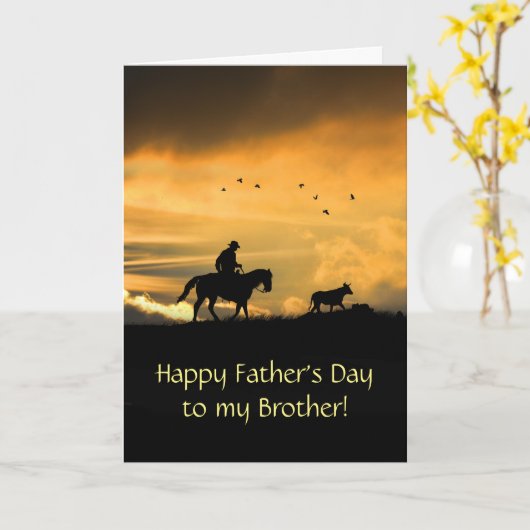 Vaderdag voor Broeder Land Westerne Cowboy Kaart (Gele Bloem)