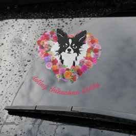 Vaderdag voor chihuahua-papa's met rozen hart raamsticker