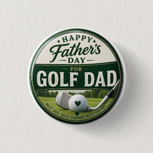 Vaderdag voor golf vader ronde button 3,2 cm (Voorkant)