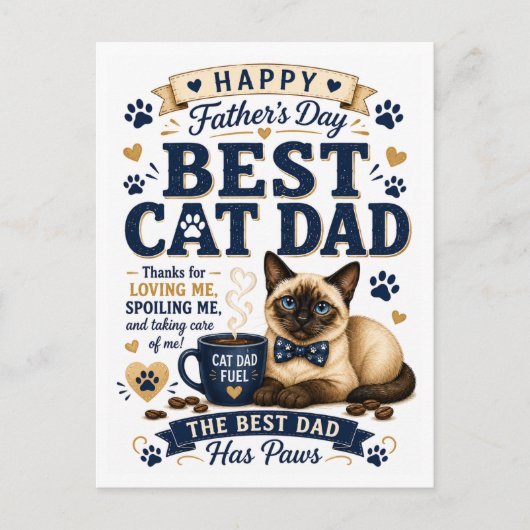 Vaderdag voor kattenvader briefkaart (Voorkant)